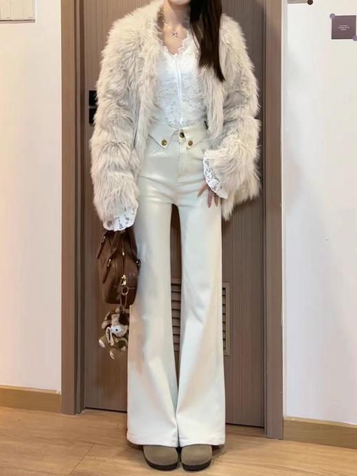 <曾小咸推荐> 米杏色高腰微喇牛仔裤  商品图2