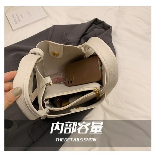 荔枝纹菜篮子水桶包 子母两件套 简约单肩包 手提菜篮子包 商品图3