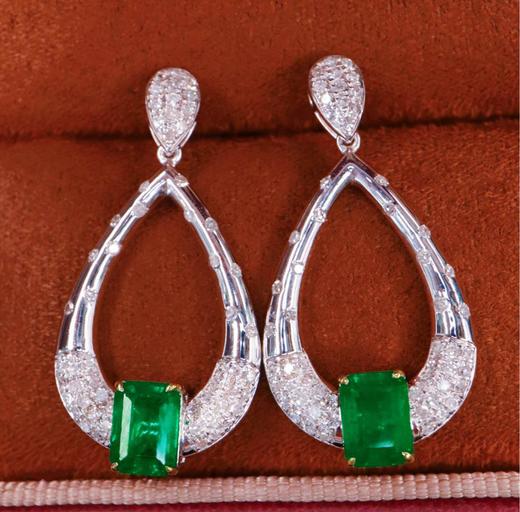 1.59ct刻面祖母绿耳环 商品图1