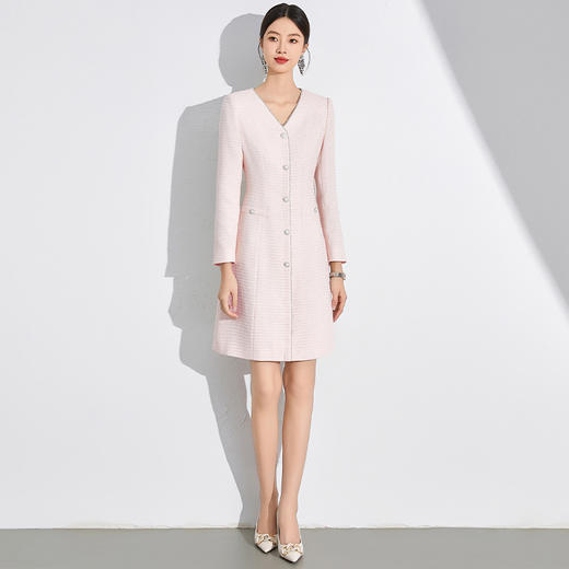 IWY/粉色连衣裙女优雅通勤裙子小香风优雅名媛裙子约会千金主持人24Q611 商品图0
