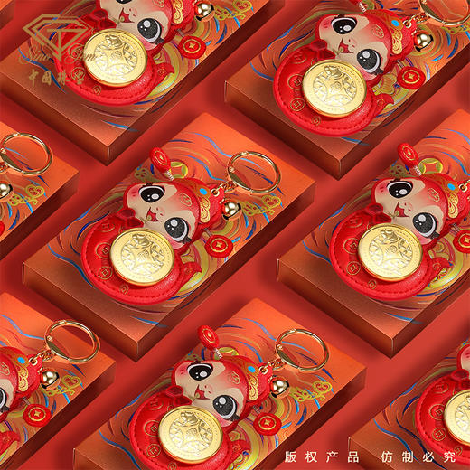 蛇年国风黄金钥匙扣 本命年生肖平安足金车包钥匙挂件 商品图2