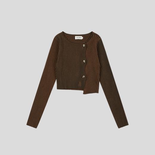 GOODBAI GBlogo刺绣百褶纹理不规则紧身针织开衫 商品图3