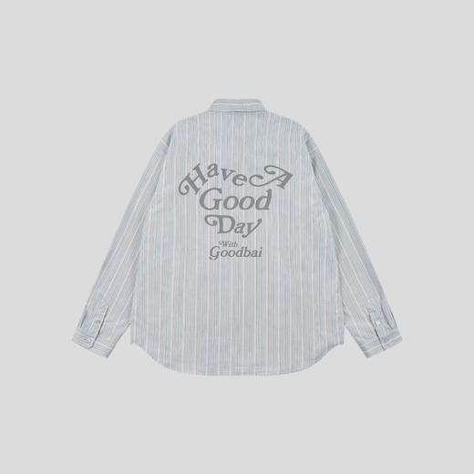 GOODBAI 心形Have a good Day slogan印花翻领口袋宽松长袖衬衫 商品图2