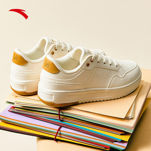安踏破竹丨经典低帮撞色板鞋女款简约小白鞋百搭休闲鞋122518012 商品图6