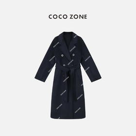 COCO ZONE 高级感轻奢羊毛羊绒大衣翻驳领双排可毛呢外套 23C30178