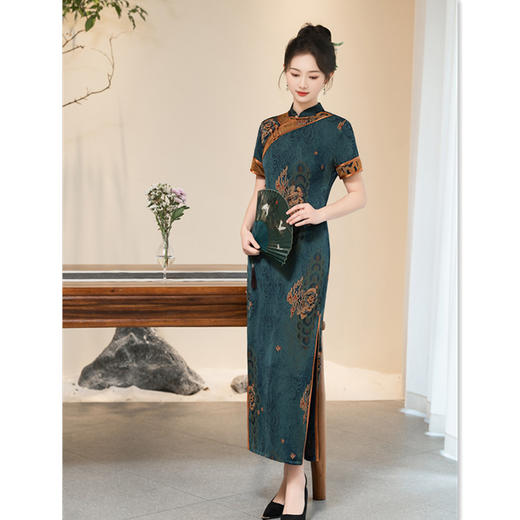 GX老上海复古中国风长款短袖旗袍2025春夏新款旗袍连衣裙 商品图2