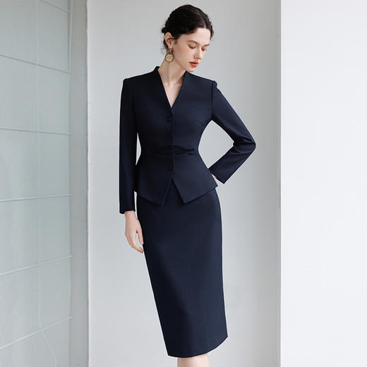 IWY/藏青色职业装套装女新款高级感通勤商务套装时尚优雅工作服秋冬243052C1S1 商品图2