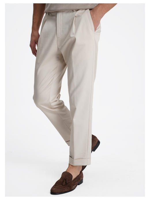 callisto松弛系列卡其棉混纺休闲裤 商品图3