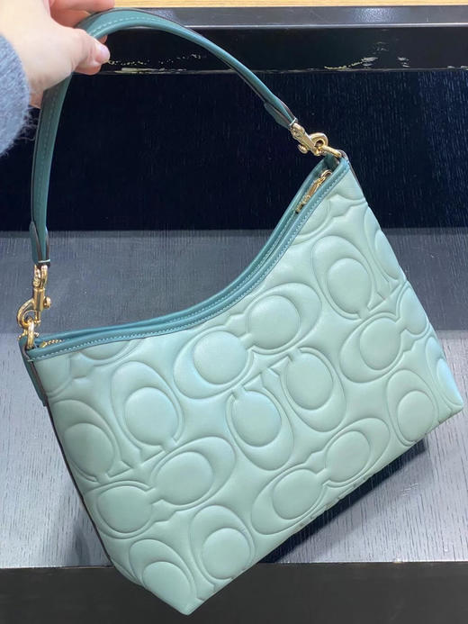 🇺🇸¥1999美国直邮Coach最新款全皮浮雕logo Laurel单肩包，流浪包，薄荷色 商品图2