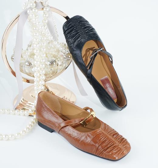 Westory2025年春季方头平跟流云褶超柔玛丽珍休闲老钱风浅口单鞋W25AE58281 商品图7