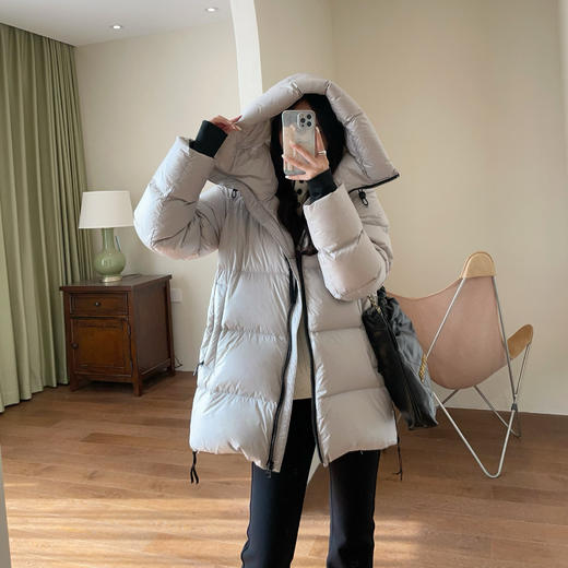柜上1W!三防95三星白鸭绒面包连帽羽绒服女中长款外套24冬款! 商品图0