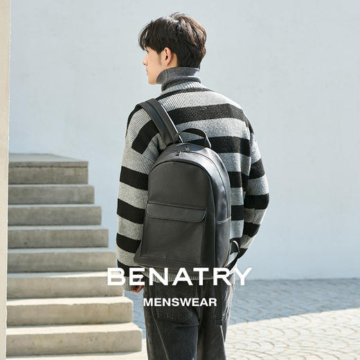 贝纳川经典圆领条纹长袖男士毛衣ECP416001402 商品图4