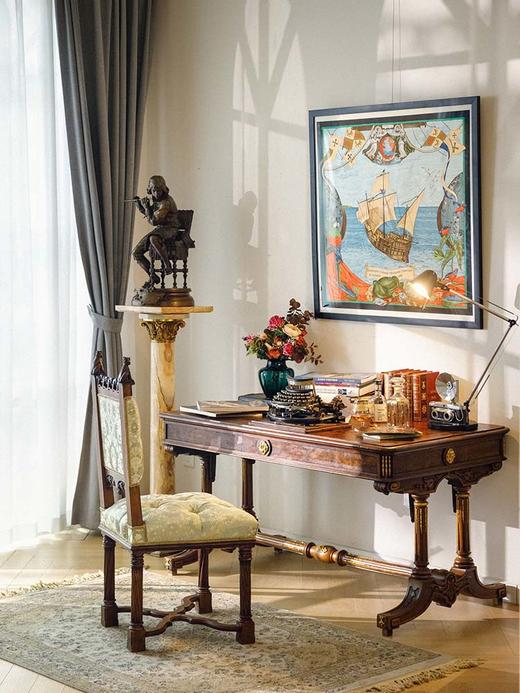 【已售】独角鹿西洋古董 19世纪法国出品帝政风格自然花卉主题铜鎏金精雕装饰硬木长桌 商品图0