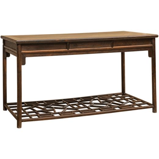 清 柞榛木圆材三屉书桌 商品图5