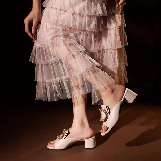 豪麟名鞋LORIBLU女鞋凉拖羊皮革4ER5L652粉色 商品图1