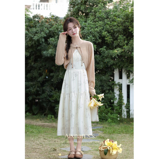 鹿向南《倾城国风》碎花吊带裙针织衫春季新款温柔风气质连衣裙女L335101+L335101SY 商品图1