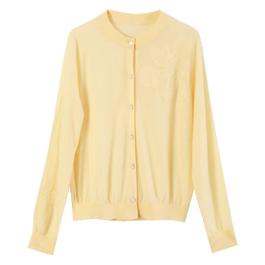 玳莎圆领长袖针织开衫女2025早春新款提花设计感外穿毛衣上衣内搭  FA33301 商品图4