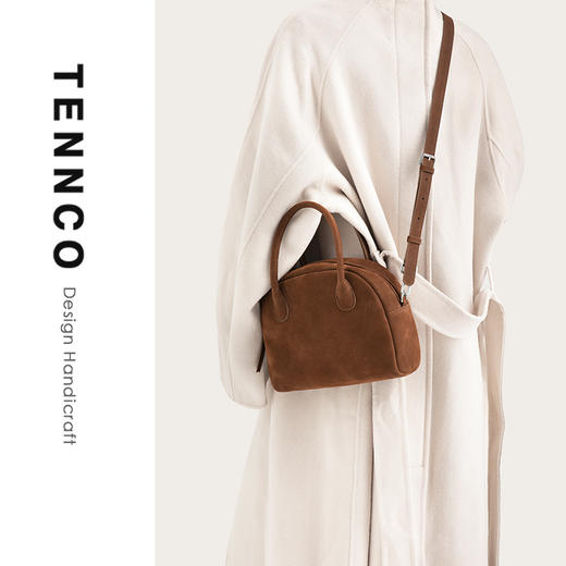 TENNCO原创【馒头包】麂皮感头层牛皮小方包复古感通勤单肩斜挎包 商品图2