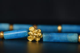 明代天河石24k金錾刻瑞兽老金珠项链