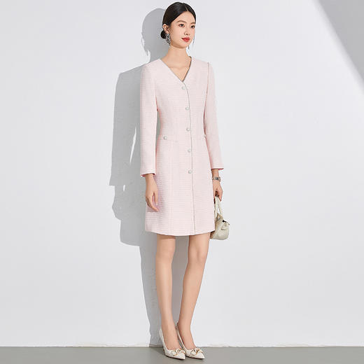 IWY/粉色连衣裙女优雅通勤裙子小香风优雅名媛裙子约会千金主持人24Q611 商品图2