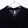 T414秋冬新款黑色亮面植绒V领套头长袖T恤休闲宽松时尚百搭 商品缩略图7