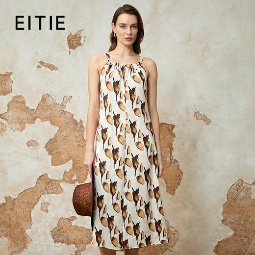 EITIE爱特爱度假风优雅宽松印花吊带连衣裙2025春季新款8107823 商品图0