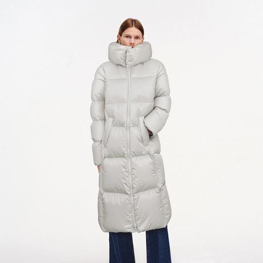 舒库羽绒服男女秋冬季绗缝鹅绒服保暖宽松气质中长款连帽外套 商品图1