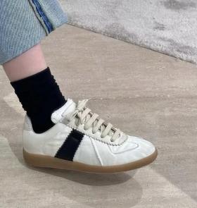 重磅！MM黑白做旧德训鞋  情侣款小白鞋  拼色帆布休闲鞋