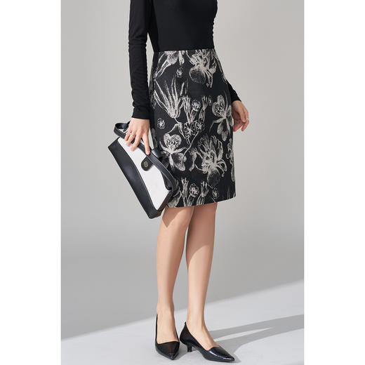 剩S/M/L 米思阳2026春季新款高级感花卉印花包臀裙高腰显瘦直筒半身裙女4908 商品图2