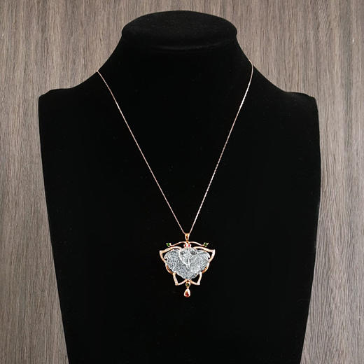 【天然正品】AU750精品玫瑰金镶钻镶天然冰种蝴蝶（福气满满）翡翠吊坠项链43.7*38.2*6.8mm（皆取最大值）女士现售价：6880！080125AH19 商品图8