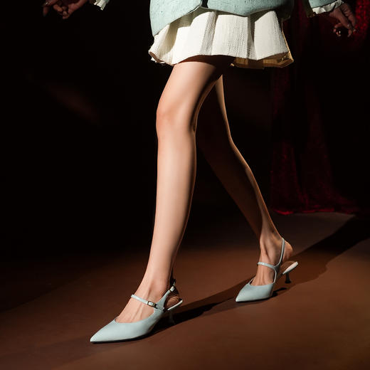 豪麟名鞋LORIBLU女鞋半凉鞋羊皮革5EWSSA64蓝色 商品图1