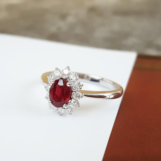 【天然正品】AU750收藏级白金豪镶钻镶嵌0.87克拉AIGS大证莫桑比克无烧鸽血红红宝石戒指14号（戒圈可改）女士现售价：20500！080125XY12 商品图3