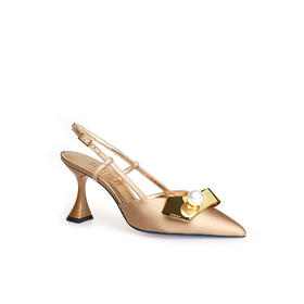 豪麟名鞋LORIBLU女鞋半凉鞋真丝布5EXSR29D金色