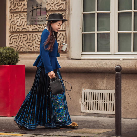 【林栖设计小店】国潮绣花改良马面裙新中式高腰显瘦2025春季新品长裙女1951040 商品图4