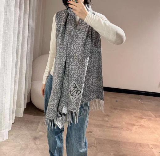 罗意威羊毛羊绒混纺经典植绒立体logo围巾 ，男女均可 软软糯糯 商品图5