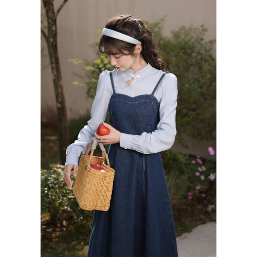 鹿向南《春生如故》新中式牛仔连衣裙女2025新款春裙子LXN28525 商品图2