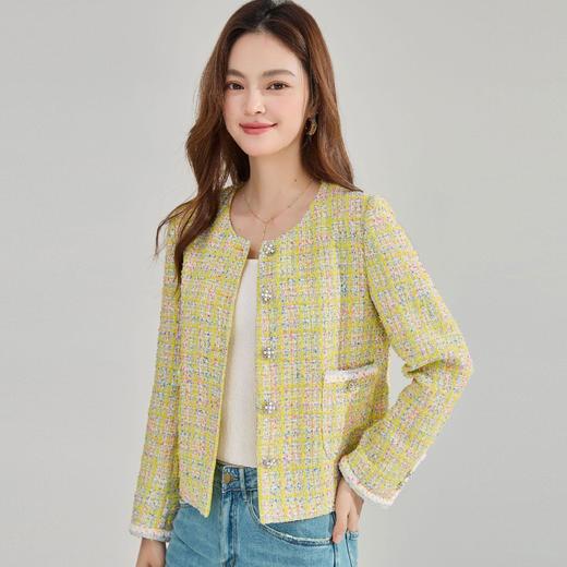 【高货sh】全新升级【铂金会员339/天猫459/差价120】(22414) 洛诗琳2025春季定染彩纱手工织带肌理感轻奢小香风外套 商品图0