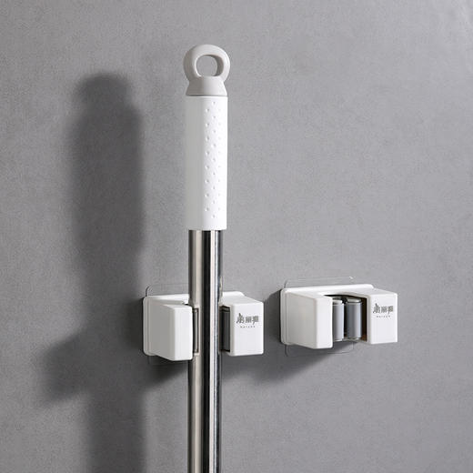 美丽雅多功能拖把收纳架子免打孔挂钩神器 壁挂式卫生间拖把夹卡扣 商品图2