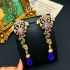vintage00524 动物孔雀新中式玛瑙流苏古董宫廷古法耳环耳饰 商品缩略图1