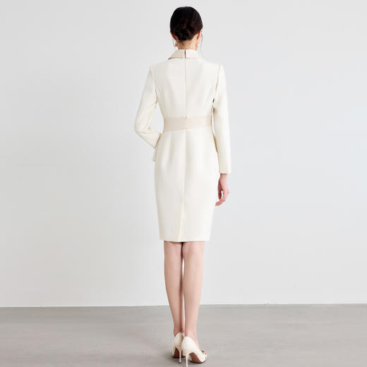 IWY/杏色连衣裙女长袖新款高级感气质女神范主持人上镜工作装24Q672 商品图4