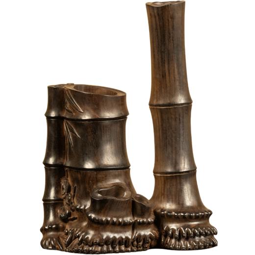 二十世纪 紫檀雕松竹梅岁寒三友双层香盒及香筒摆件 商品图5