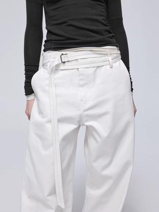 Simple Project/K24152/撞色线双腰带弧形长裤 商品图3