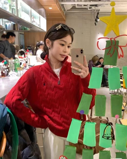 C位立领polo经典老钱风麻花针织半拉链毛衣 商品图12