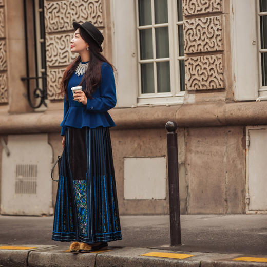 【林栖设计小店】国潮绣花改良马面裙新中式高腰显瘦2025春季新品长裙女1951040 商品图5