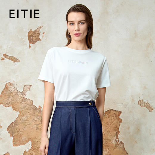 EITIE爱特爱极简印花舒适百搭通勤显瘦T恤上衣春季新款8102802 商品图0