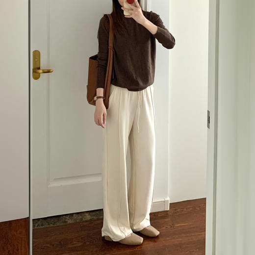 软糯羊毛蚕丝阔腿裤   常规款&加绒款 秋冬显瘦又保暖 五款百搭色可选 80-150斤可穿 商品图3