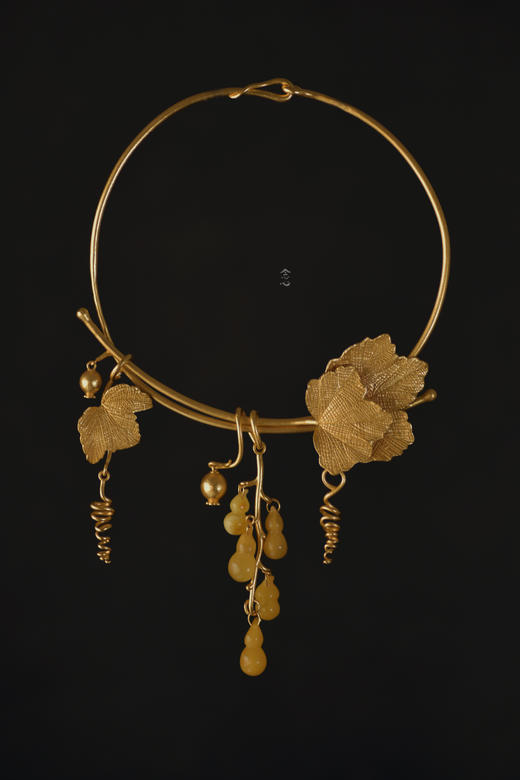 银鎏金葫芦枝项圈蜜蜡葫芦 商品图0