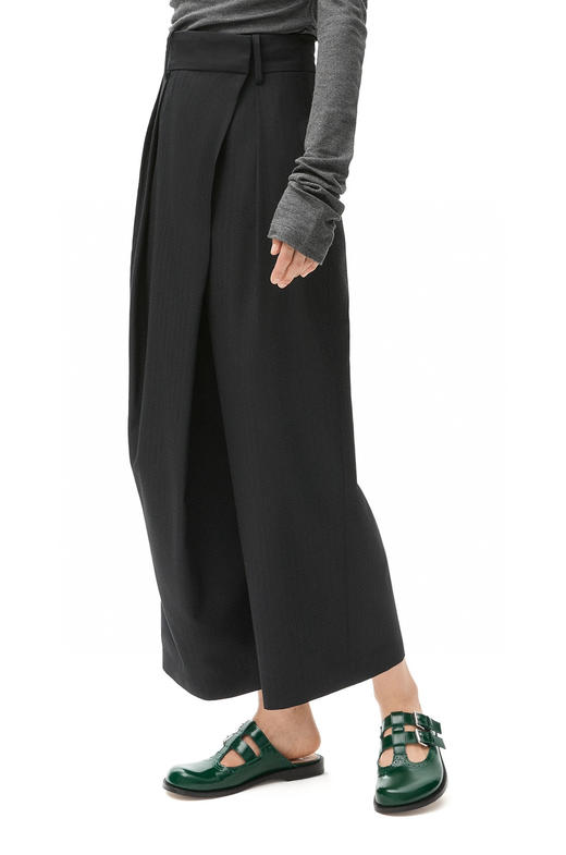 19-6 渠道圆正 lew秀款 217 斜襟精纺羊毛 阔腿西裤 167-135穿38合身 商品图2