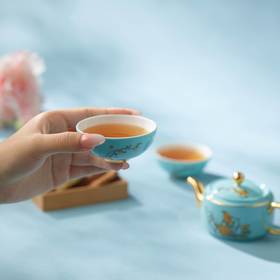 国瓷永丰源西湖蓝4头旅行茶具130ml   YFY