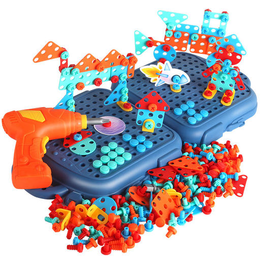 【赠收纳箱 双面可玩耍】儿童拧螺丝玩具益智拼装工具箱 电动打螺丝钉维修 儿童修理工具3D拼搭 商品图4